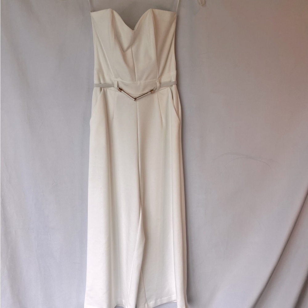 HAVE White Formal Strapless Jumpsuit- size Small